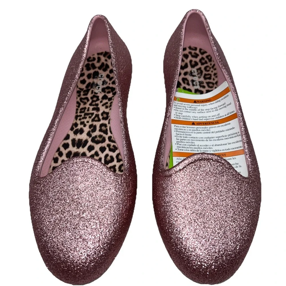 NWT Crocs Eve Pink Sparkle‎ Flats, Size J3 (Youth/Juniors 3)